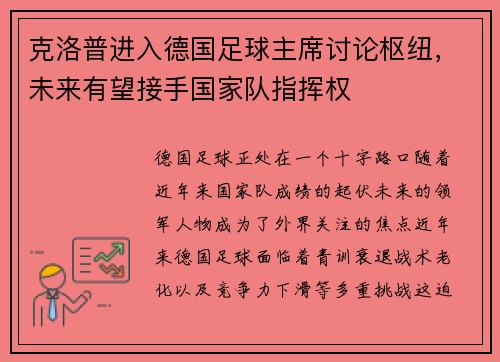 克洛普进入德国足球主席讨论枢纽，未来有望接手国家队指挥权